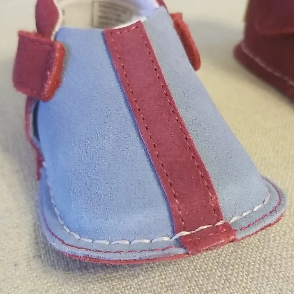 Pipit Striped Toddler Shoes in Sky/Red